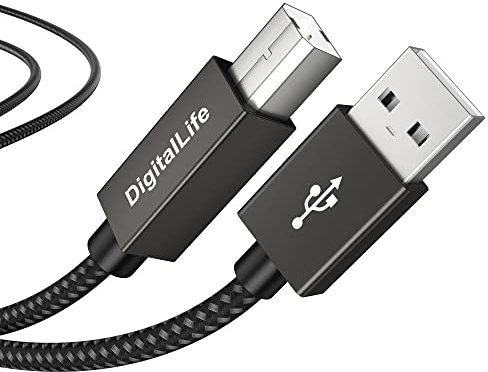 DigitalLife 1,8 m USB-A zu B MIDI-Interface-Kabel für MIDI-Keyboard, Controller, Synthesizer, Audio-Interface und mehr, kompatibel mit Windows, macOS, Linux - (Modell-Nr.:MIDI-AB180-I)