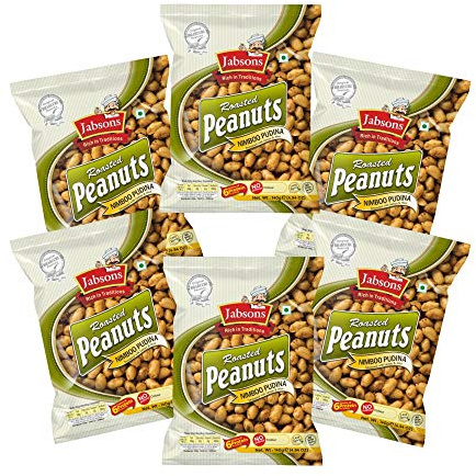 Jabsons Roasted Peanuts, Nimboo Pudina, 140g (Pack of 6)
