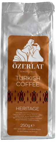 Ozerlat Real Turkish Coffee - HERITAGE 4 x 250gr | Medium Roast | Brazil Arabica Beans, Ground | Premium Artisan Blend