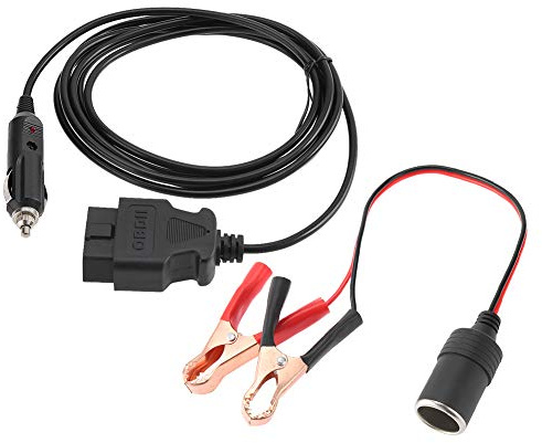 cavo alimentazione booster a presa On-Board Diagnostic + Connettore OBD2 Memory Saver, OBD II Veicolo ECU Emergenza 12V Cavo di Alimentazione Memory Saver con Clip