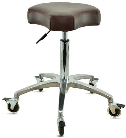 VAKON SALON - Ergonomischer Rollhocker in Braun - Premium Rollen mit Bremse - Höhenverstellbarer von 55-75 cm - Drehhocker Arbeitshocker Praxishocker