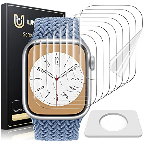 UniqueMe für Apple Watch Series 9/8/7 41 mm Schutzfolie - 8 Stück Folie | Flexible TPU für Apple Watch 41mm Displayschutz, Blasenfreie, Weich HD Klar Folie, Volle Abdeckung Screen Protector
