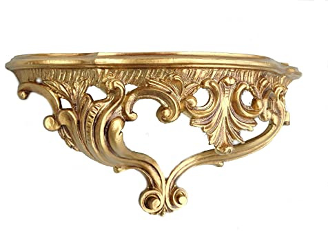 Generisch WANDKONSOLE Konsole ABLAGE Gold BAROCK ANTIK REPRO Retro 38 cm x20 cm x15,5cm Wandregal (Gold) 83K