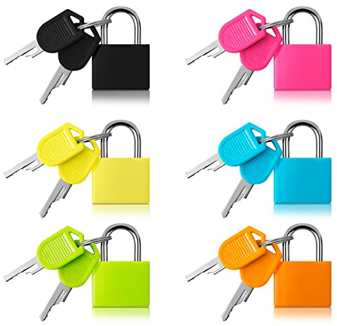 Suitcase Locks with Keys, 6 Pcs Small Padlocks Luggage Locks | with Keys Travel Lock for Travel School Gym Luggage Bag