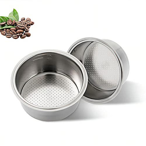 2 Cups Stainless Steel Coffee Filter 51mm Coffee Filter Basket Non Pressurized Filter Basket Strainer for Espresso Coffee Machine