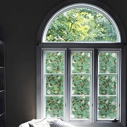 Sichtschutzfolie 3D Fensterfolie Glasdekorfolie PVC für Badezimmer Kinderzimmer Küche,Schlafzimmer Wohnzimmer Esszimmer Büro Hotels Klassenzimmer 44.5cmx300cm Grün