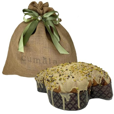 Cumala Colomba Artigianale al Pistacchio con Marzapane e Cremini di puro Pistacchio 1 kg. Metodo di Lavorazione con Lievito Madre, 3 Impasti e 72 Ore di Lievitazione. Senza Conservanti e Coloranti.