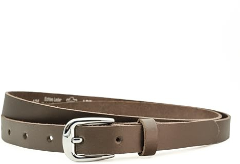 Ab-BELT & BAG 2cm Damen Gürtel aus Leder, Jeans Ledergürtel HRS-03 (Dunkelbraun, 80cm Gesamtlänge 95cm)