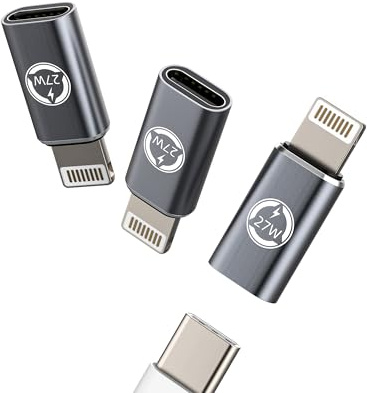 27W Adaptador Tipo C a Lightning Macho Accesorios Cargador Conversor (3 Pack)USB C Hembra Cable Adapter Type-C Jack Convertidor Para Apple iPhone 14 13 12 11 Pro Max 7 8 Plus X SE XS XR Para iPad Air