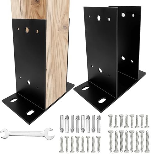 ITEVE.GD 4 x 4 (Actual: 3.5 x 3.5) Heavy Duty Post Base, Post Anchor Bracket, Concrete Support Anchor Base for Deck Railing, Fences, Mailboxes, Pavilions, Deck Porches, etc (Dark Gray)