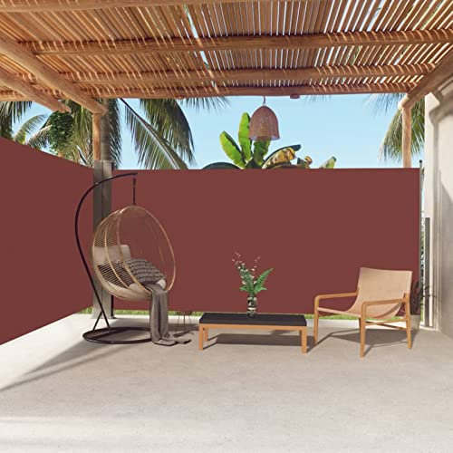 Ailgely Toldo lateral doble de 180 x 600 cm, toldo lateral extensible de aluminio, protección visual para balcón y jardín, toldo vertical exterior opaco para balcón, terraza, jardín marrón