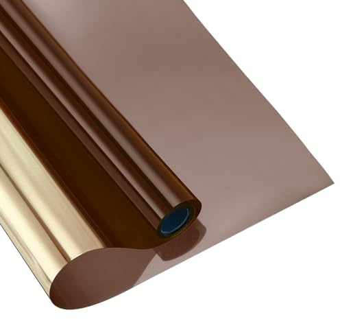 QUARKZMAN Sonnenschutzfolie, Hitzeschutzfolie Fenster im, braun, 45,6x299,9 | Fensterfolie, Spiegelfolie sichtschutz, Einweg-Fenster-Sichtschutzfolie Fenster Home-Office für cm