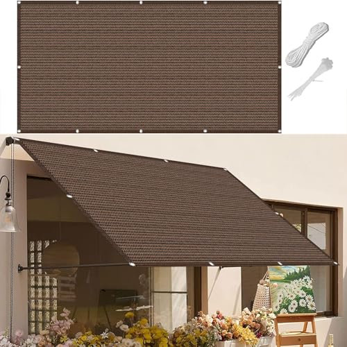 Tenda da Sole per Esterno 150 x 200 cm Rettangolare 98% Anti-Uv Tende da Sole Respirante Antivento Prova di Sole per Esterno, Giardino, Terrazza, Piscina, Marrone