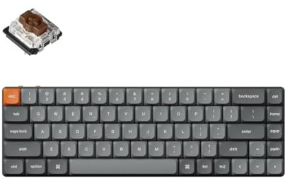 Keychron K7 Max QMK/VIA Ultraflache Kabellose Mechanische Tastatur, 2,4 GHz/Bluetooth/USB 3-Mode, 65% Layout, RGB LED, Switch Brown, Hot-Swappable, Programmierbare Gaming-Tastatur für Mac Windows
