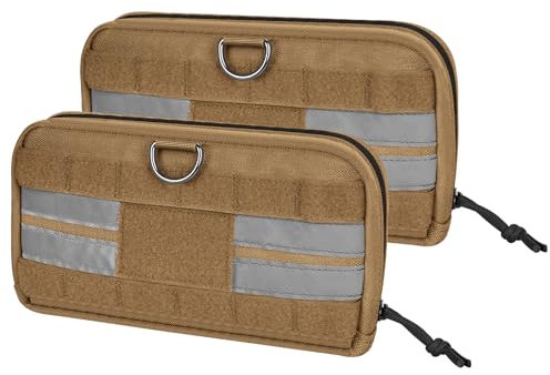 OneTigris Futterbeutel für Hunde (23,5x13x5cm) 2 Stück, MOLLE System für taktisches Hundegeschirr Training Outdoor Braun