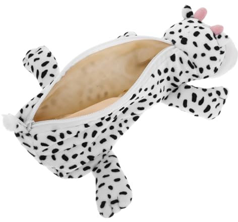 VILLCASE Niedliches Kuh Plüsch Federmäppchen Klein Mit Reißverschluss Weiches Tiermotiv Federtasche Für Schule Und Unterwegs