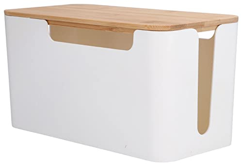 Kabel-Management-Box, mit Einem Hölzernen Draht-Router-Steckerbrett, Aufbewahrungs-Kabelbox, Weißes Management, Kleiner Verlängerungs-Organizer aus Holz, Handgefertigte