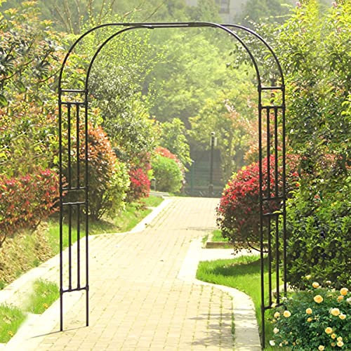 Arche de jardin large noire pour pergola robuste pour plantes grimpantes, résistante aux intempéries, arche de mariage, pelouse et décoration de terrasse (l 280 x H 240 cm)