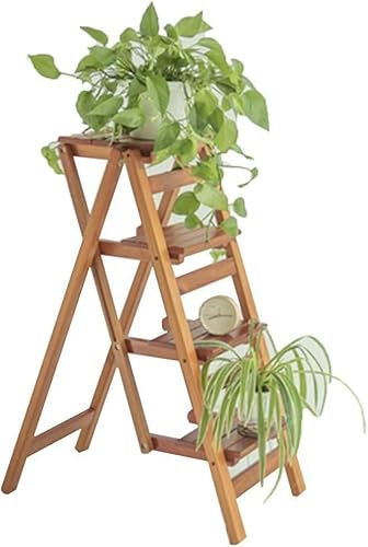 Escabeau pliable portable à 4 marches avec siège pour escalier d'intérieur pour rangement de cuisine et étagères, étagère pliable à double usage et gain de place