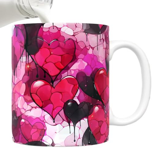 Krmoau Tazze a forma di cuore in ceramica, tazze di San da caffè | Tazza a cuore romantico Tazza di San,Tazzine da caffè per le vacanze, tazze da caffè, tazze d'amore, tazze in ceramica, decorazioni