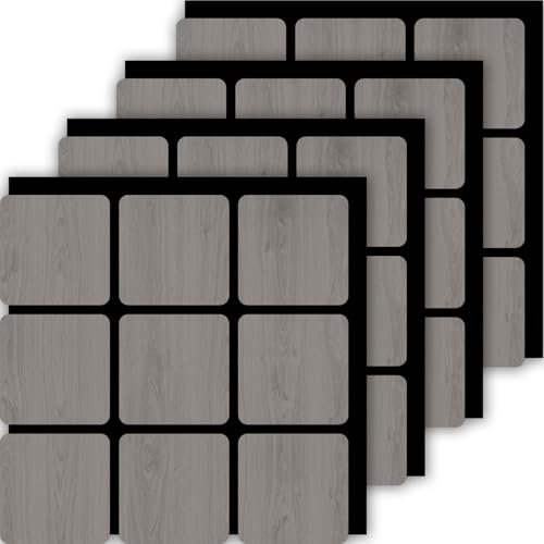 dedeco Akustikpaneel Block 4er-Set - Farbe Grey Oak | Schallabsorption, Lärmschutz, Wandverkleidung & Deckenpaneel | Holzoptik, Schalldämmung, Akustikverbesserung | Dekoratives Design, Raumakustik