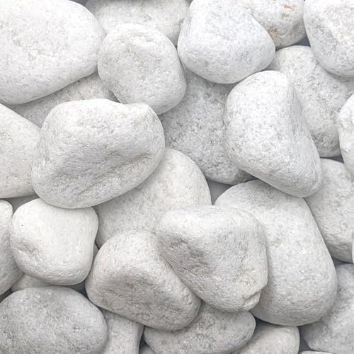 Elixir Gardens 10kg White Marble Cobbles (40mm-80mm) | Decorative Outdoor Stone Aggregate & Lansdscaping Gravel