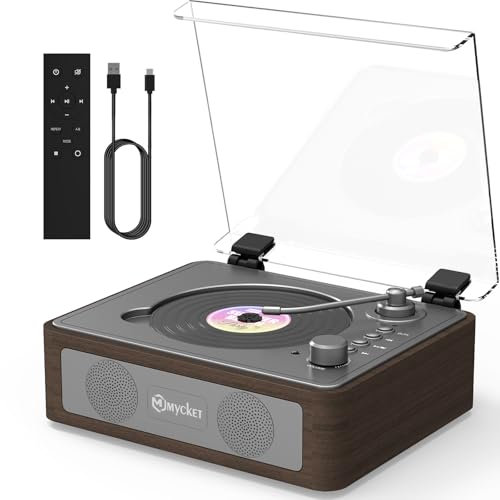 Mycket CD Player Tragbar mit Bluetooth 5.0, CD Musik mit Fernbedienung, HiFi-Dual-Stereo-Lautsprecher, Wiederaufladbarer CD-Player Mit Bluetooth -Eingabe/Ausgabe, Unterstützt AUX/USB, Kopfhörerbuchse