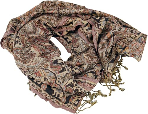 GURU SHOP Indischer Pashmina Schal mit Paisley Muster | Weicher Viskose-Schal, vielseitig tragbar, ideal als Schultertuch oder Halstuch, perfektes Accessoire für jeden Anlass.
