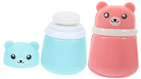 Garneck 2 Stück-pack Babypuderbehälter mit Bärenmotiv Kompakte Aufbewahrungsbox aus Bruchfestem Schwamm Praktische Puderquaste für Losen Talkum Babypflege für Zuhause und Unterwegs