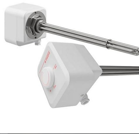 Elektroheizstab TJ 9 kW, 230 V, IP44, Thermostat 5 bis 74 °C, Sicherheitstemperaturbegrenzer, Heizelement für Warmwasserbehälter und Speicher, Baulänge 690 mm