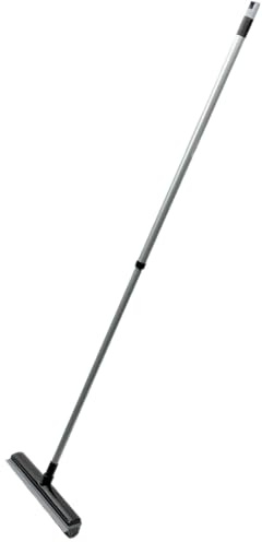 DTD QUALITY MATTERS Extendable Rubber Broom with Squeegee – Indoor Carpet Sweeper, Pet Hair Remover Brush – Telescopic Handle – Rubber Bristles – Grey, Turquoise or Metallic (Metallic Graphite)