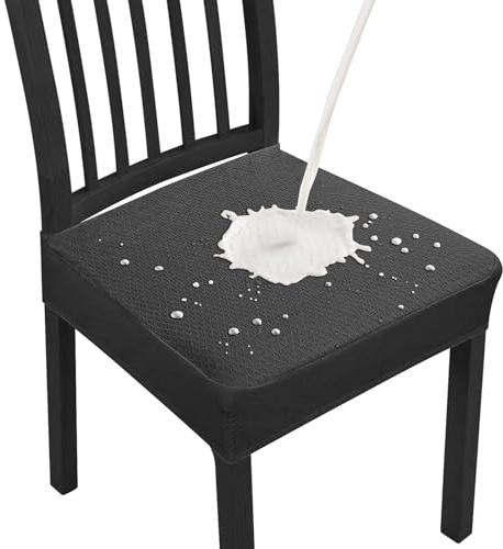 Dioxide Coprisedie Impermeabile in tpu Protezione,Copri Sedie Anti-Macchie e Liquidi,Coprisedie Elasticizzato Facile Installare, Traspirante e Lavabile,Ideale per Cucina e Sala da Pranzo (Nero,4PCS)