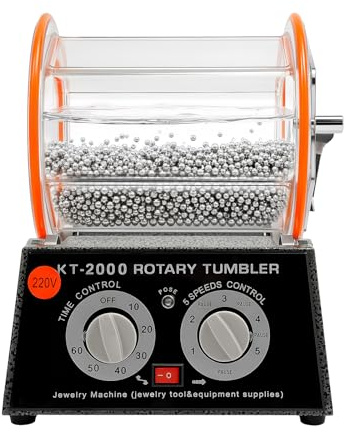 Fyssnn 60 W/150 W polermaskinset, poleringstrumma med timer och poleringspärlor, 220 V 5 växlar, för smycken, mynt, metalldelar, gör-det-själv-hantverkare, roterande polerare, kulkvarn (150 W)