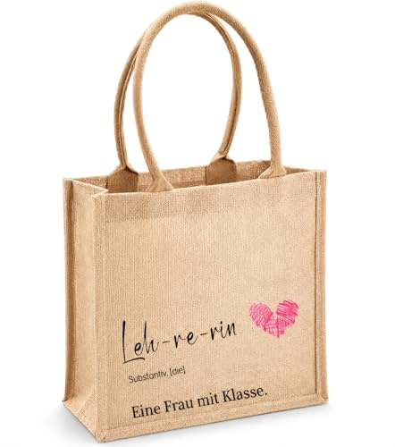 AHEJIOO Abschiedsgeschenk Lehrerin Geschenk Jutetasche Kleine Tragetasche Mit Spruch Geschenke Für Lehrerinnen Zum Schulabschluss Dankeschön Praktischer Jutebeutel