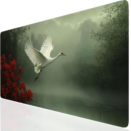 Vogel Mauspad XXL, Grün Mousepad 900x400x3mm mit Genähten Kanten, Mauspad Großes Schreibtischauflage, Gaming Mousepad Wasserdicht und rutschfest, Desk Mat Vernähte Kanten für MacBook, Laptop DE-6808