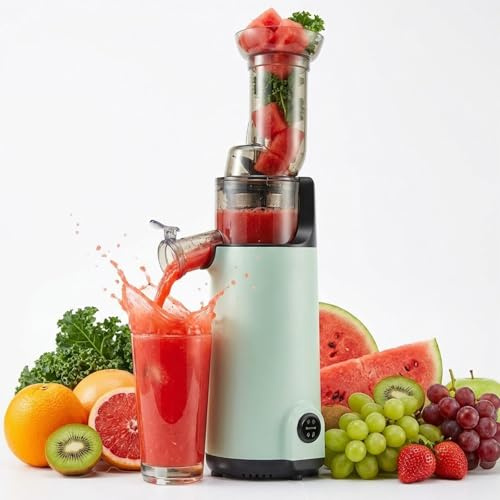 Exprimidor de prensa en frío, exprimidor de masticación lenta con alto rendimiento de jugo, máquina de jugo para frutas y verduras, extractor de jugo compacto