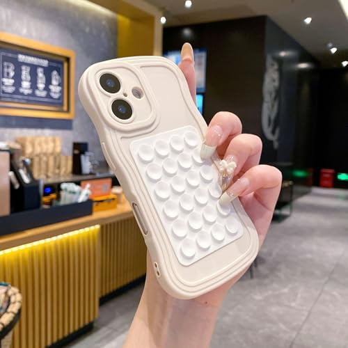 Yhsvie Custodia per iPhone 17 Air in silicone con ventosa, design con struttura ondulata, sottile, morbida, in TPU, antiurto, antigraffio, per iPhone 17, con dischi di aspirazione, colore: bianco