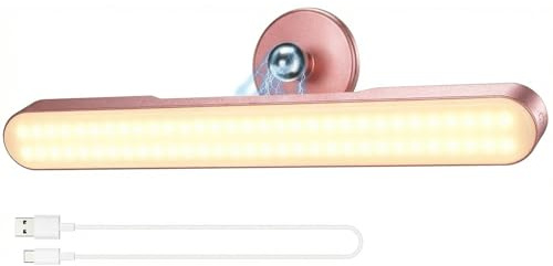 LED schminktisch beleuchtung, Dimmbar Vanity Mirror Licht für Schminktisch Lampe, 4000mAH Wiederaufladbar Spiegel Beleuchtung Ohne Kabel, Tragbare Abnehmbare 360° Spiegellampe Badezimmer（Roségold）