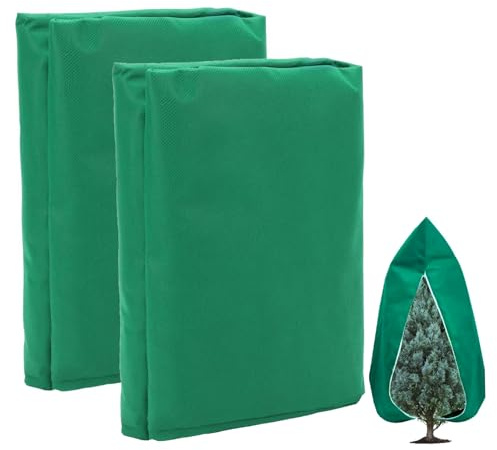 AZIDWERYQ Lot de 2 Housses de Protection Contre Le Gel pour Plantes en Plastique avec Fermeture éclair et Cordon Serrage pour Plantes, Arbres fruitiers, arbustes en Pot pour l'hiver