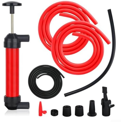 Pompa a sifone manuale per auto con kit aria manuale, adatta per il trasferimento di gas, olio, fluidi motore, diesel, freni, antigelo e olio per ingranaggi in applicazioni automobilistiche e garage