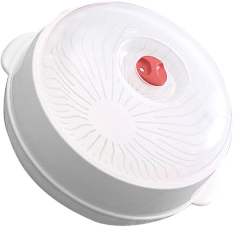 Lurrose Mikrowellen Dampfgarer 25cm Vielseitiger Dampfbehälter mit Abdeckung und Einlagigem Rundem Gestell für Dämpfen von Gemüse und Reis in Mikrowelle