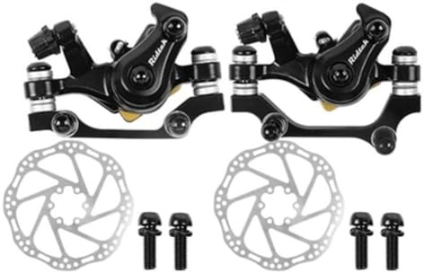 Lagomloot Fahrrad-Bremssattel-Set, Aluminiumlegierung F160/R140 & R160/F180 Halterungen für 140–180 mm Rotoren, schwarze Bremssättel mit silbernen 160 mm Scheiben