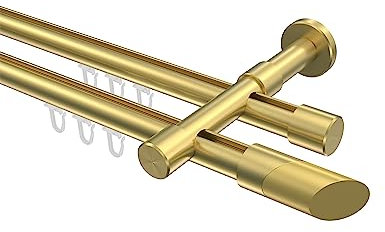 Interdeco Messing Optik Innenlauf Gardinenstange 20 mm Ø zweiläufig Prestige Verano, 240 cm
