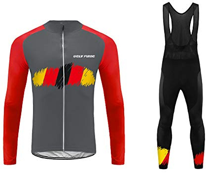 UGLY FROG Radtrikot Set Atmungsaktive Herren Winter Fleece Radsport Fahrrad Trikot Langarm + Bib Lange Hosen mit Sitzpolster