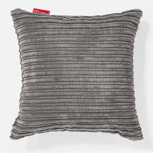 Lounge Pug Kissen 47 x 47cm Cord Schiefergrau Zierkissen Sofakissen Dekokissen