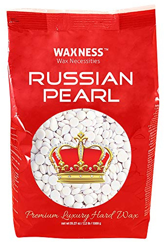 Waxness Russian Pearl Hard Wax Beads 2.2 lb (1 kg) – Rosin-Free Stripless Hard Wax with Creamy Texture and Skin Visibility, Professional Use – Made in Italy