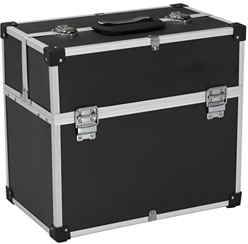 vidaXL Werkzeugkoffer 38x22,5x34 cm Schwarz Aluminum