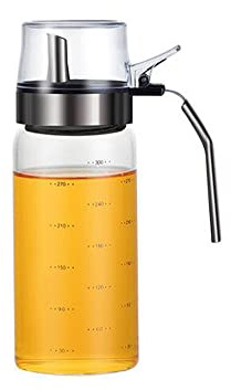 XiaoShenLu Botella de Aceite, Dispensador de Aceite Oliva y Vinagre, Aceitera y Vinagrera Antigoteo De Acero Inoxidable y Vidrio para Cocinar BBQ Barbacoas Pasta Parrillas, 300ml