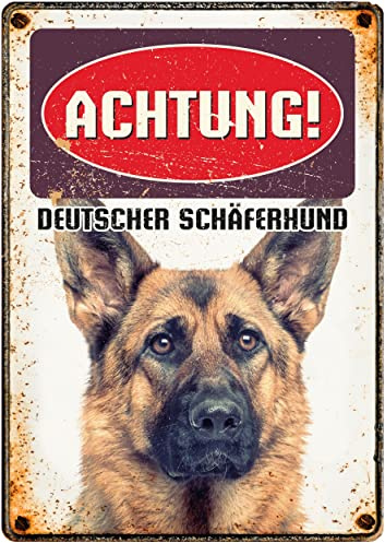 metallschild personalisiert - Deutscher Schäferhund - Dekoratives Metallschild - Hundemotiv - Wanddekoration für Hundeliebhaber - Flamingo
