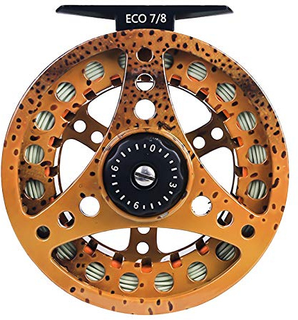 MAXIMUMCATCH ECO Serie Fliegenrolle großer Spulenkern mit Druckguss-Aluminum-Körper Fliegenfischen Rolle in 3/4wt 5/6wt 7/8wt, Silver/Schwarze/Regenbogen (Bachforelle mit Schnüre, 7/8wt)